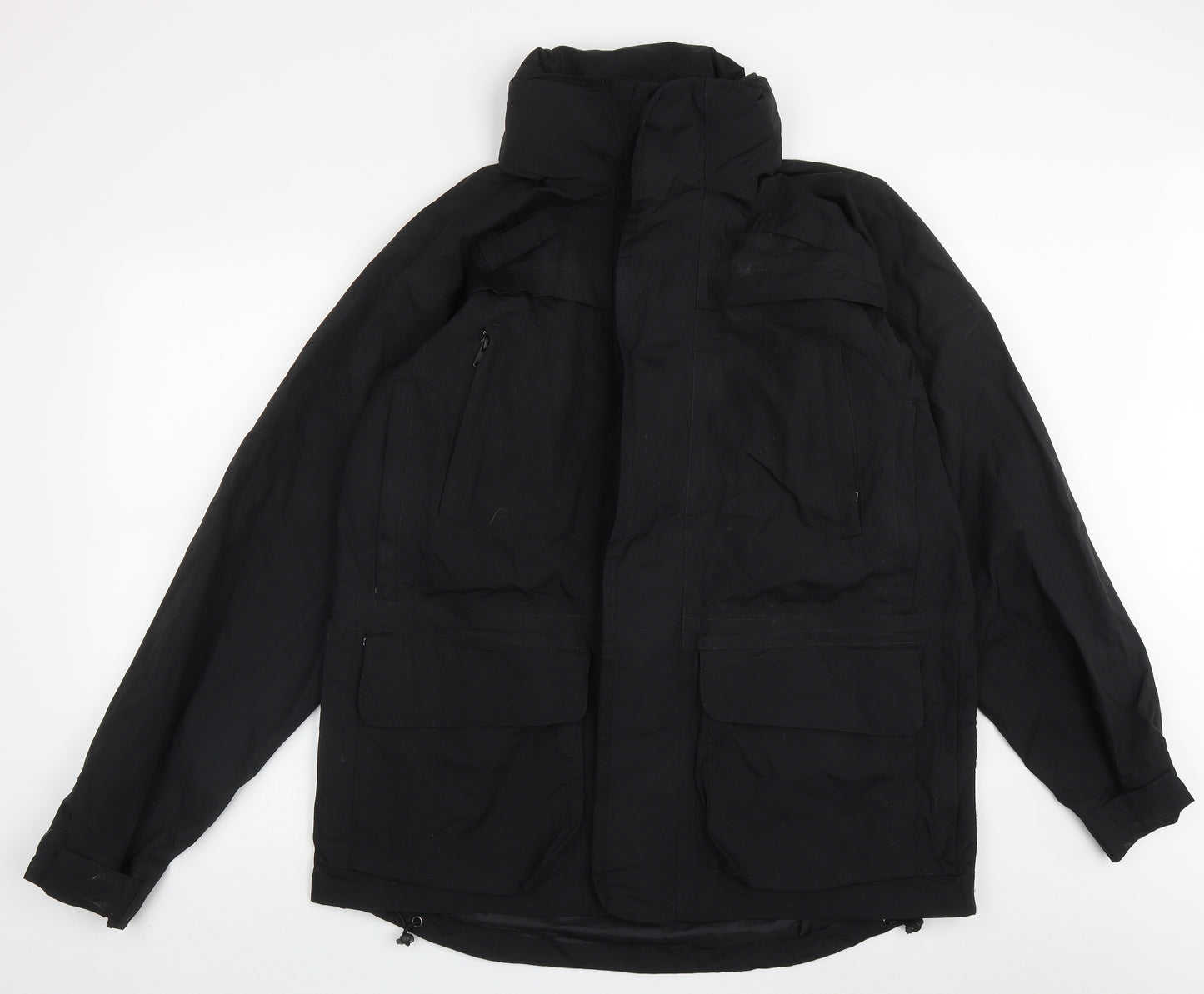 op gear Mens Black   Overcoat Coat Size L  Zip