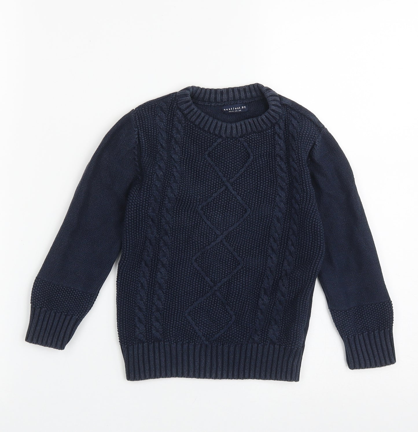 NEXT Boys Blue Crew Neck Argyle/Diamond Cotton Pullover Jumper Size 2-3 Years  Pullover