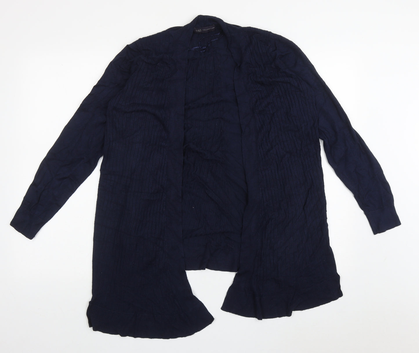 Marks and Spencer Womens Blue V-Neck  Polyester Cardigan Jumper Size L