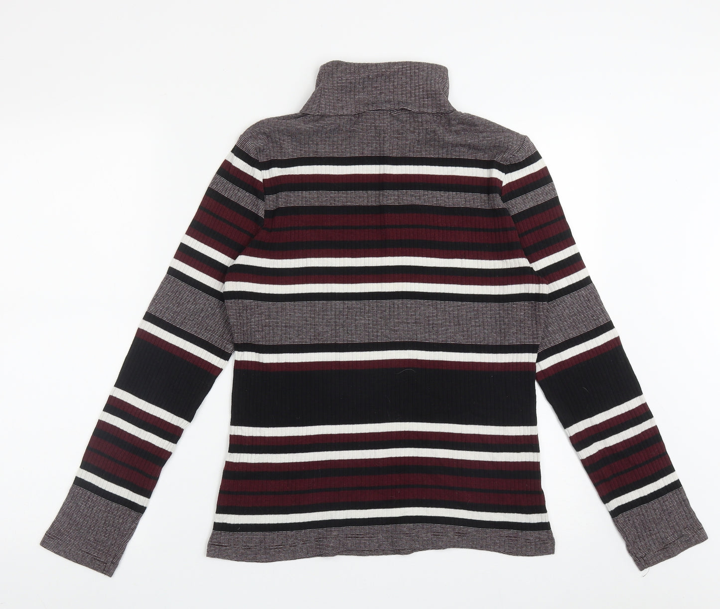 New Look Womens Purple Roll Neck Striped Cotton Pullover Jumper Size 18