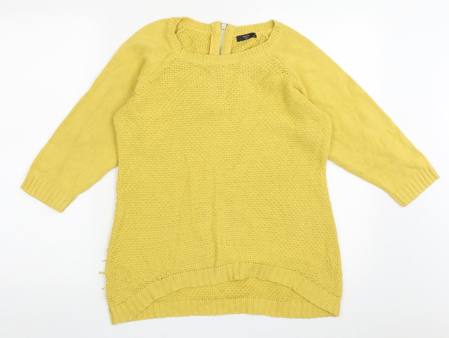 M&Co Womens Yellow Crew Neck  Cotton Pullover Jumper Size 12