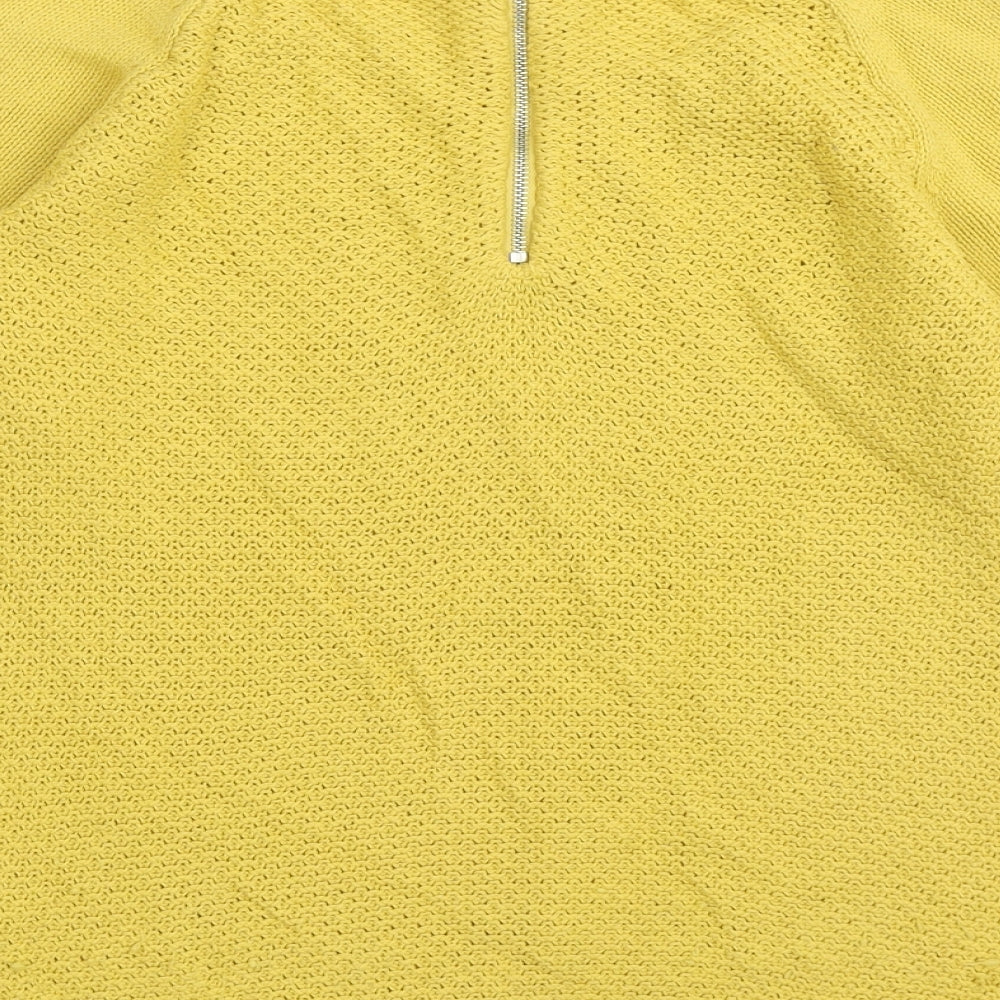 M&Co Womens Yellow Crew Neck  Cotton Pullover Jumper Size 12