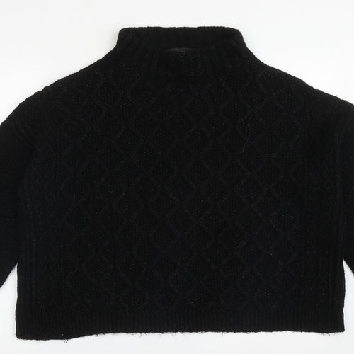 NEXT Womens Black High Neck Argyle/Diamond Acrylic Pullover Jumper Size L