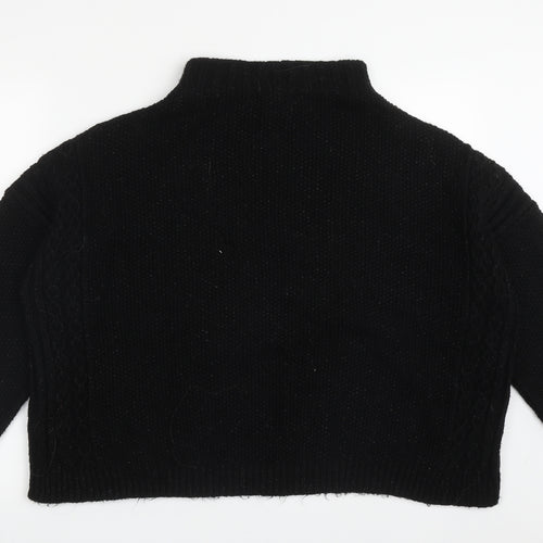 NEXT Womens Black High Neck Argyle/Diamond Acrylic Pullover Jumper Size L