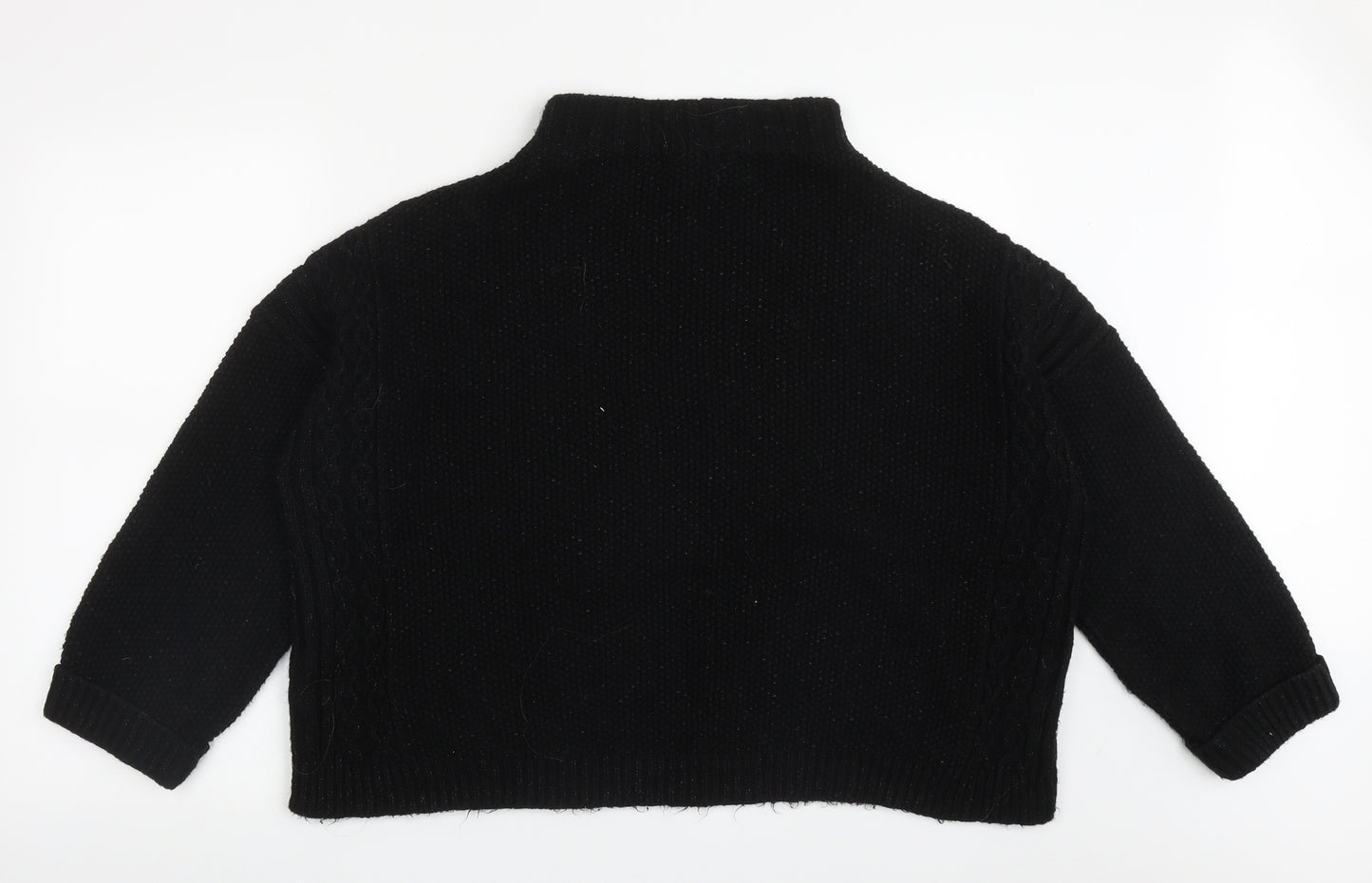 NEXT Womens Black High Neck Argyle/Diamond Acrylic Pullover Jumper Size L