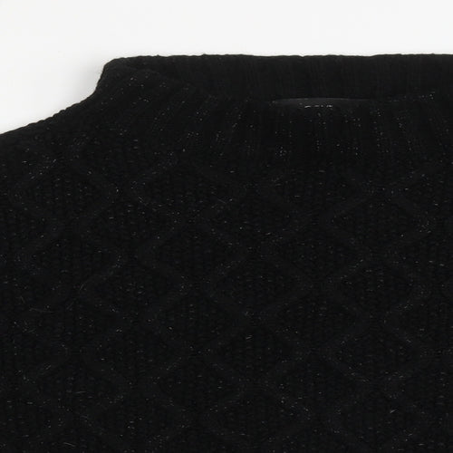 NEXT Womens Black High Neck Argyle/Diamond Acrylic Pullover Jumper Size L