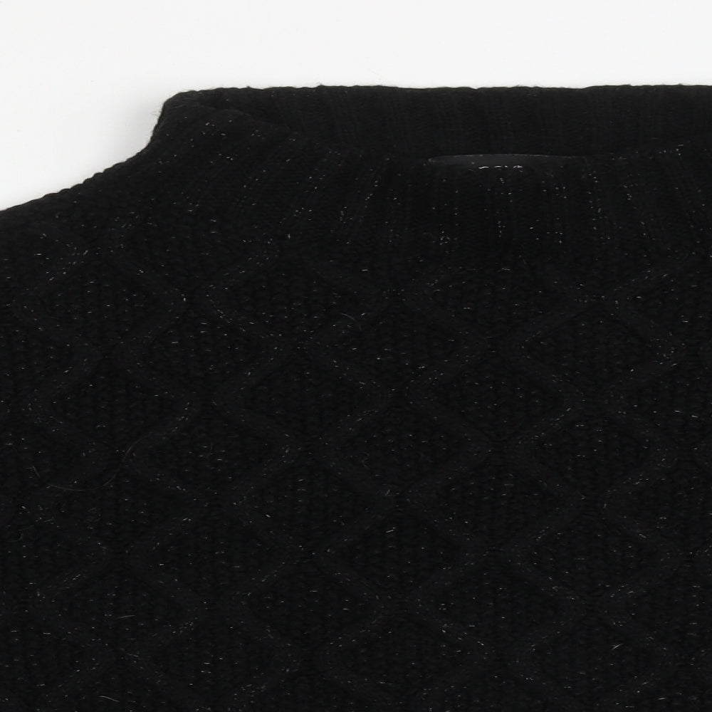 NEXT Womens Black High Neck Argyle/Diamond Acrylic Pullover Jumper Size L
