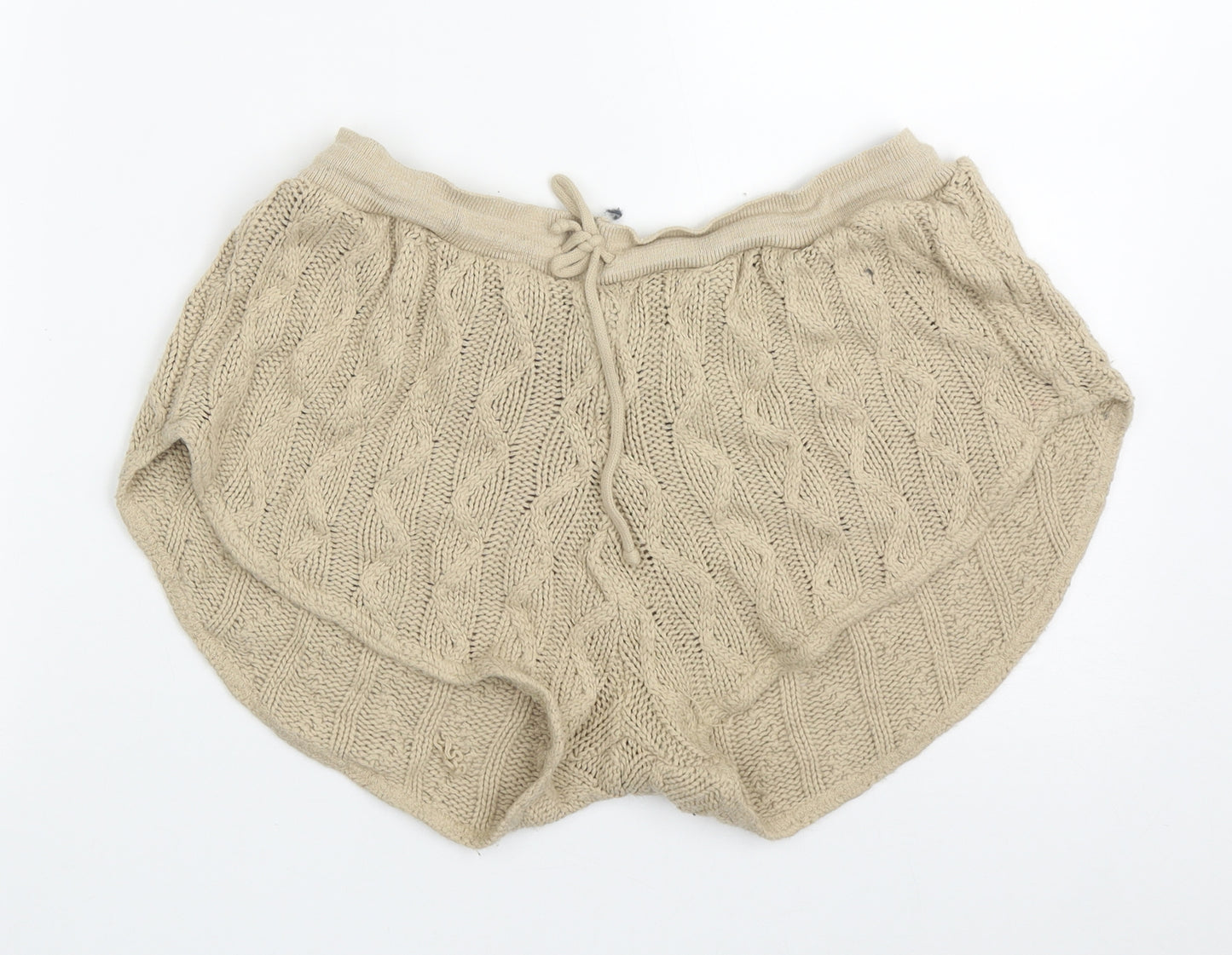 Preworn Womens Beige  Acrylic Sweat Shorts Size L  Regular Pull On
