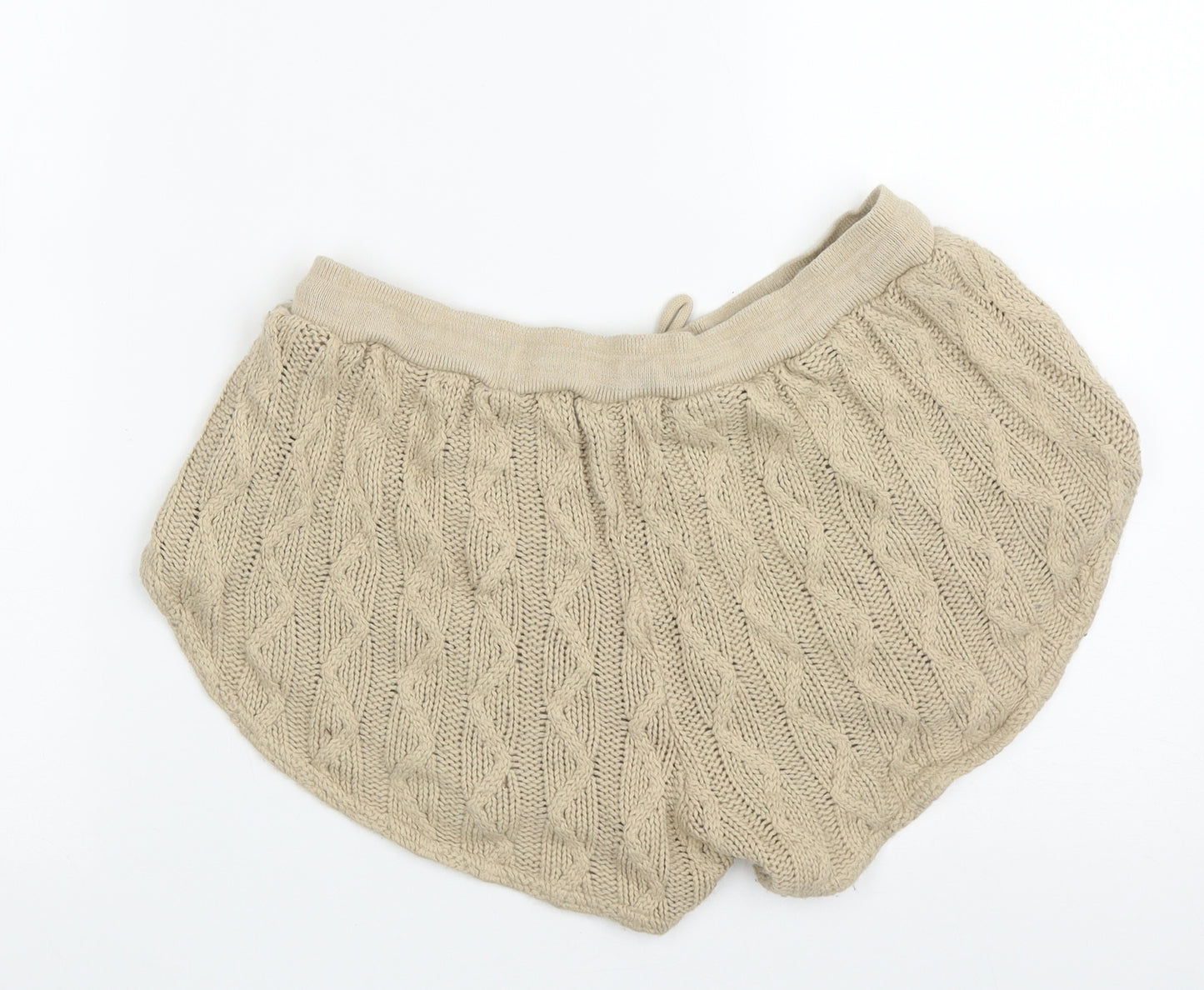 Preworn Womens Beige  Acrylic Sweat Shorts Size L  Regular Pull On