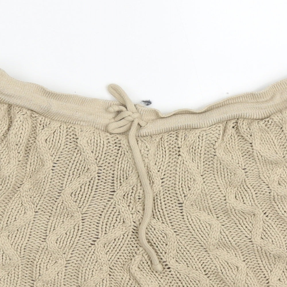Preworn Womens Beige  Acrylic Sweat Shorts Size L  Regular Pull On