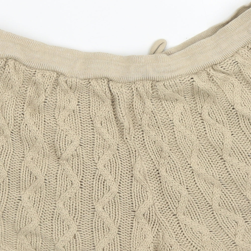Preworn Womens Beige  Acrylic Sweat Shorts Size L  Regular Pull On