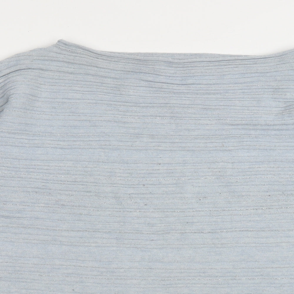 RJR.John Rocha Womens Blue Boat Neck Striped Nylon Pullover Jumper Size 14