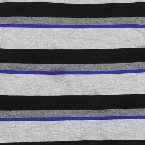 Mud Flowers Womens Grey Crew Neck Striped Viscose Pullover Jumper Size L