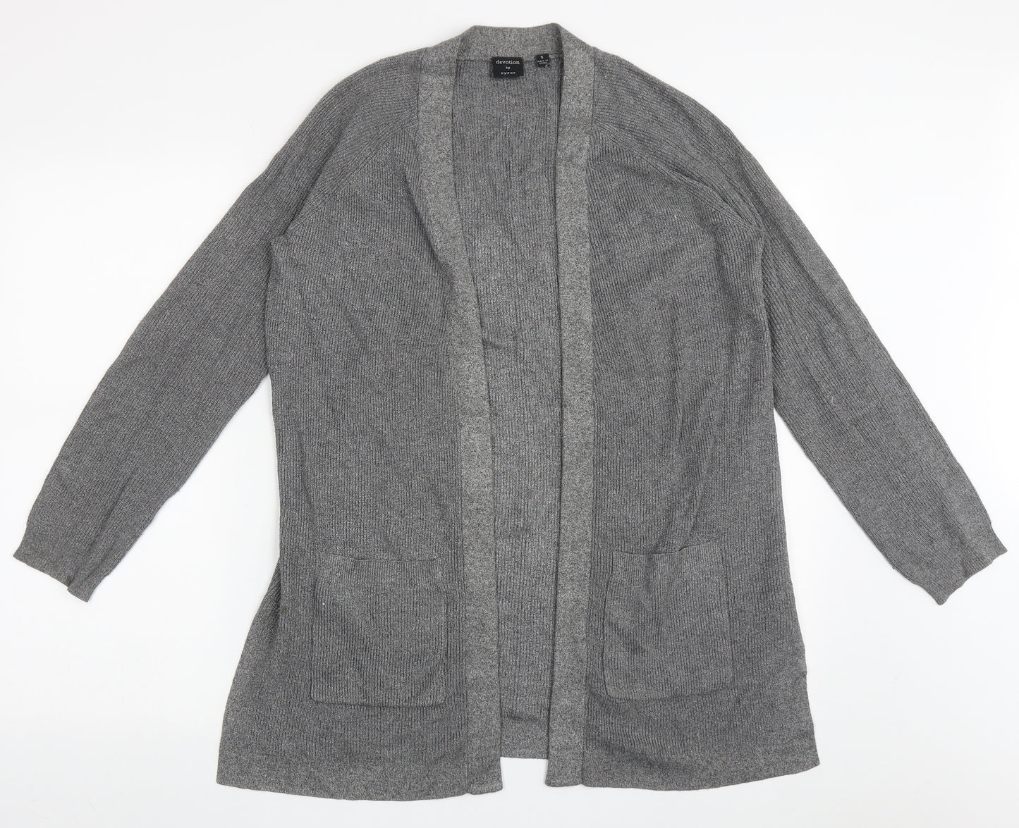 devotion by cyrus Womens Grey V-Neck  Polyester Cardigan Jumper Size S