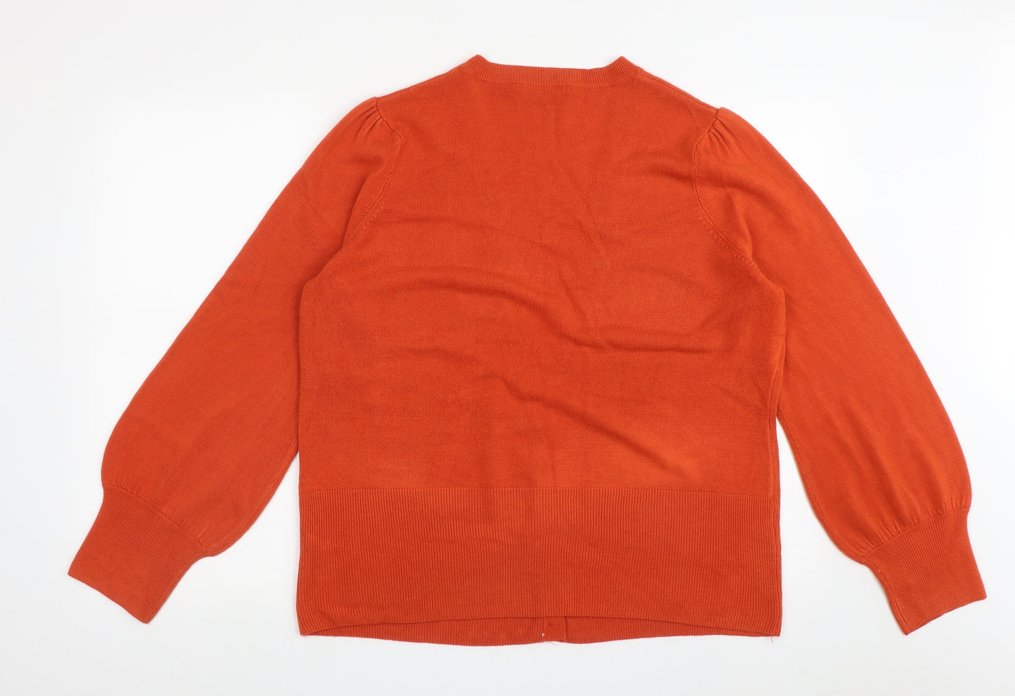 George Womens Orange V-Neck  Acrylic Cardigan Jumper Size 24