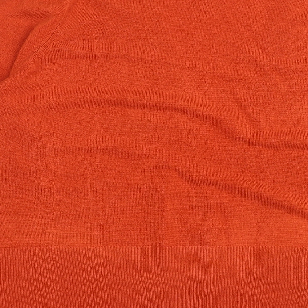 George Womens Orange V-Neck  Acrylic Cardigan Jumper Size 24