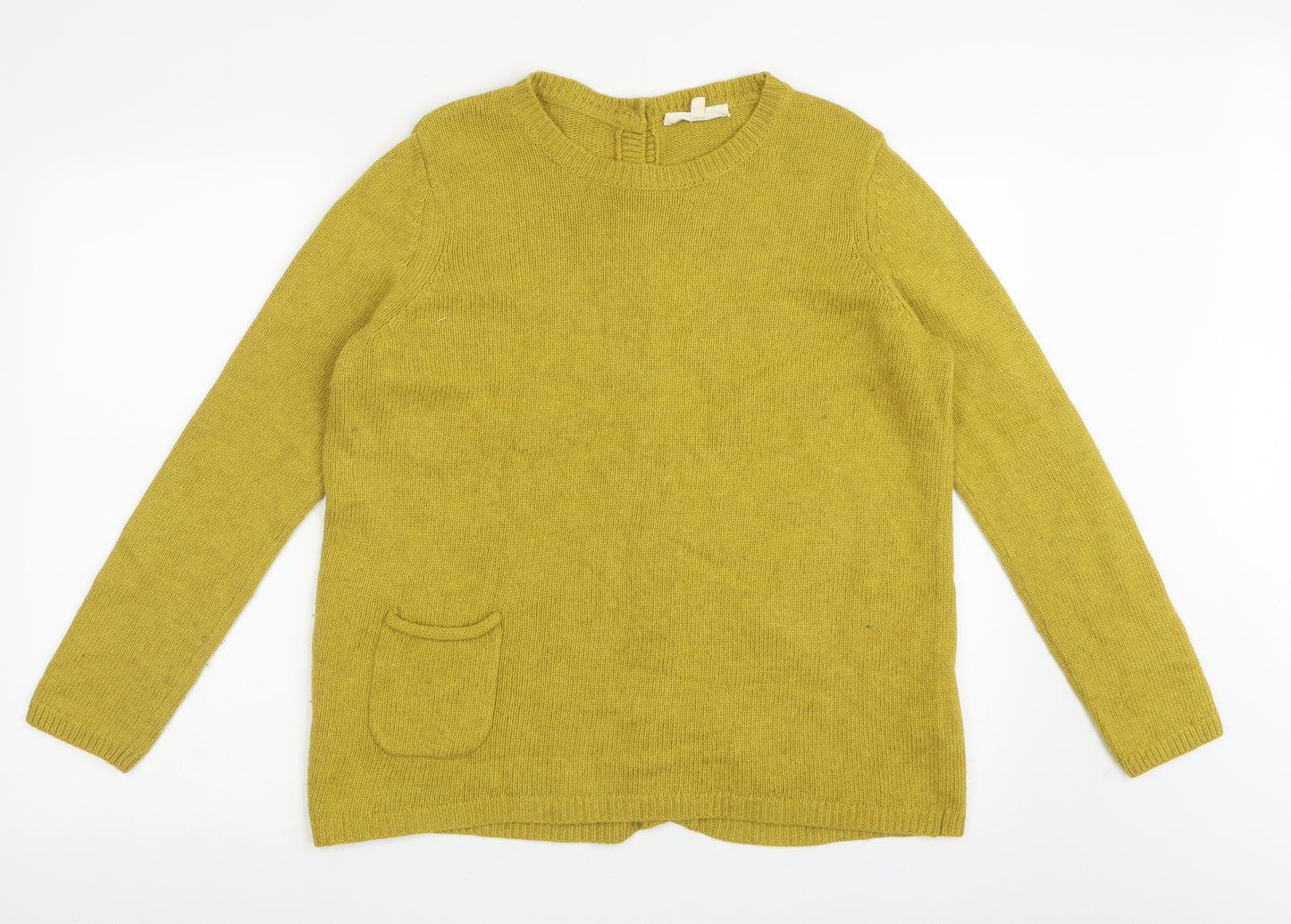 Seasalt Womens Yellow Crew Neck  Viscose Pullover Jumper Size 16