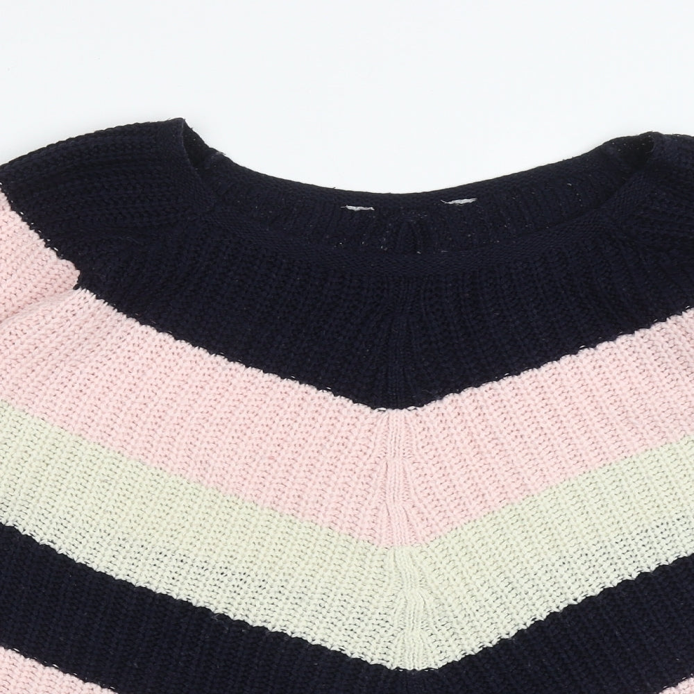 Preworn Womens Multicoloured Crew Neck Striped Acrylic Pullover Jumper Size M