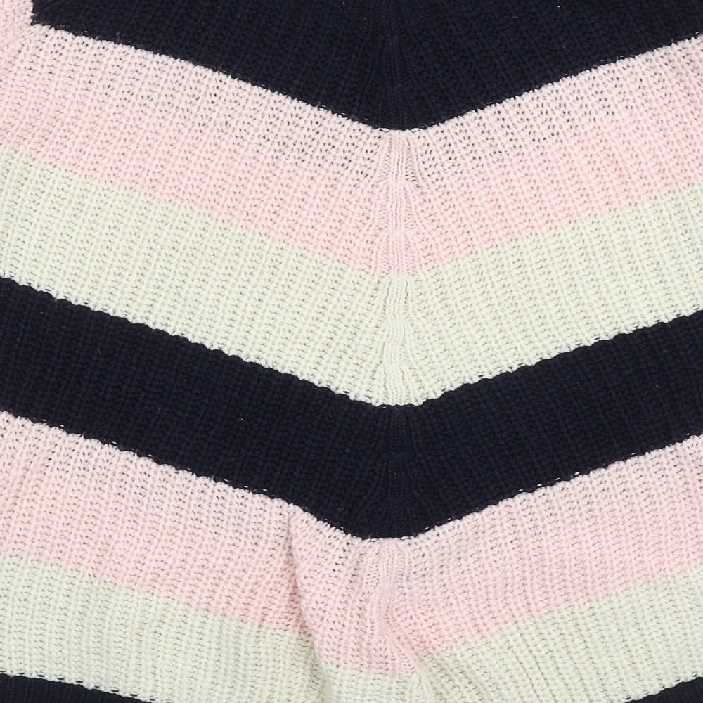 Preworn Womens Multicoloured Crew Neck Striped Acrylic Pullover Jumper Size M
