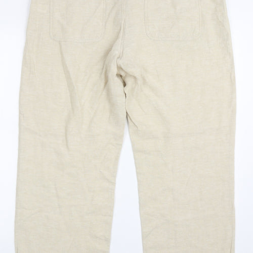 TU Womens Beige  Linen Capri Trousers Size 14 L25 in Regular Button