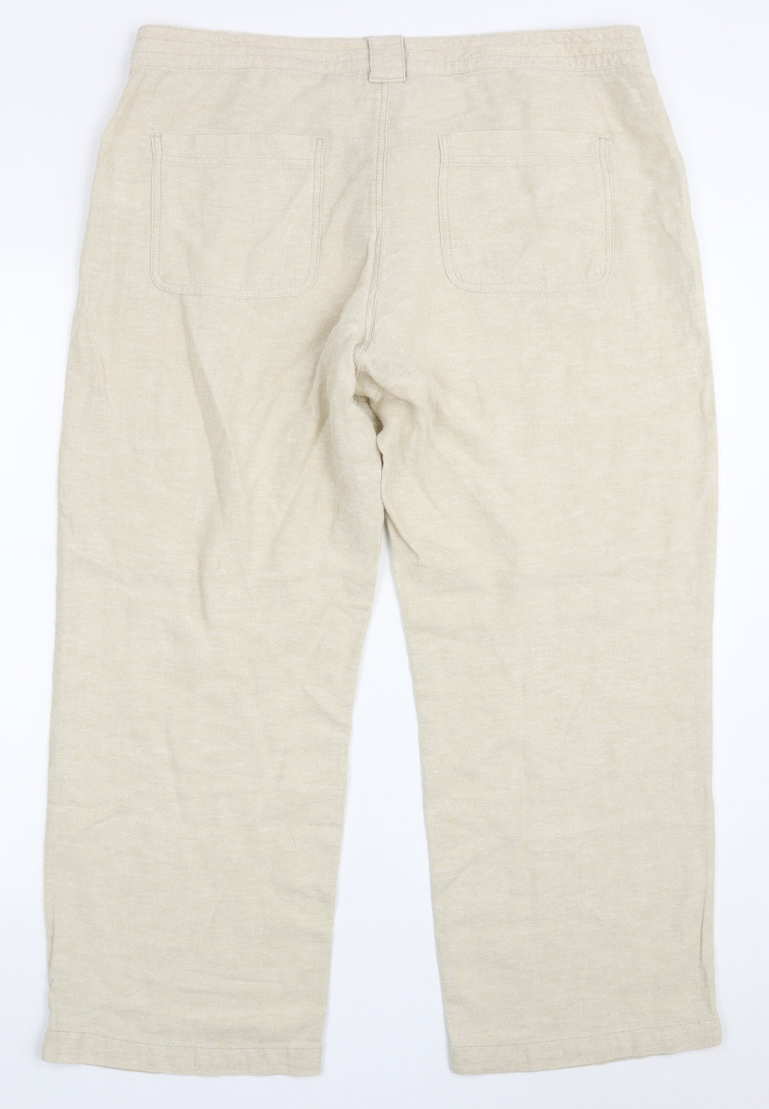 TU Womens Beige  Linen Capri Trousers Size 14 L25 in Regular Button