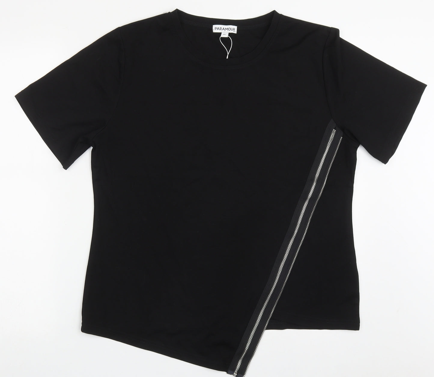 Paramount Womens Black  Viscose Basic T-Shirt Size XL Crew Neck