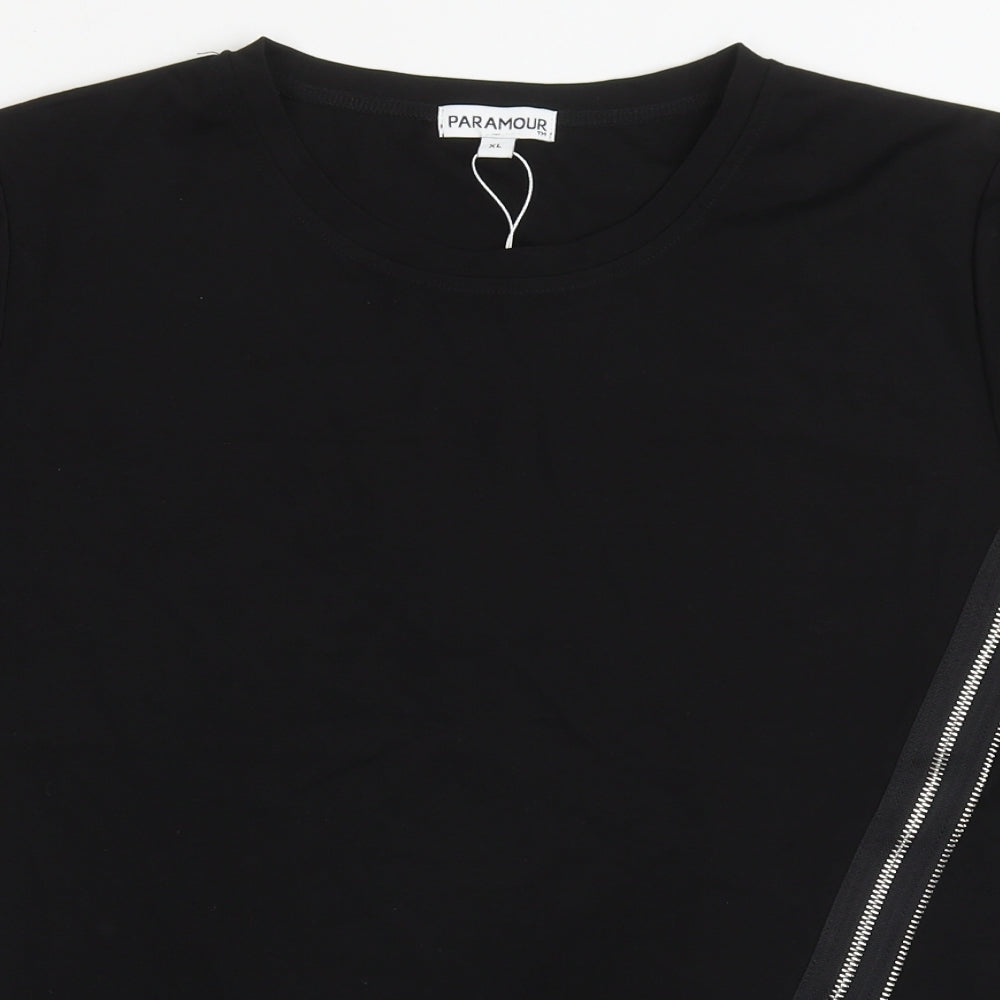 Paramount Womens Black  Viscose Basic T-Shirt Size XL Crew Neck