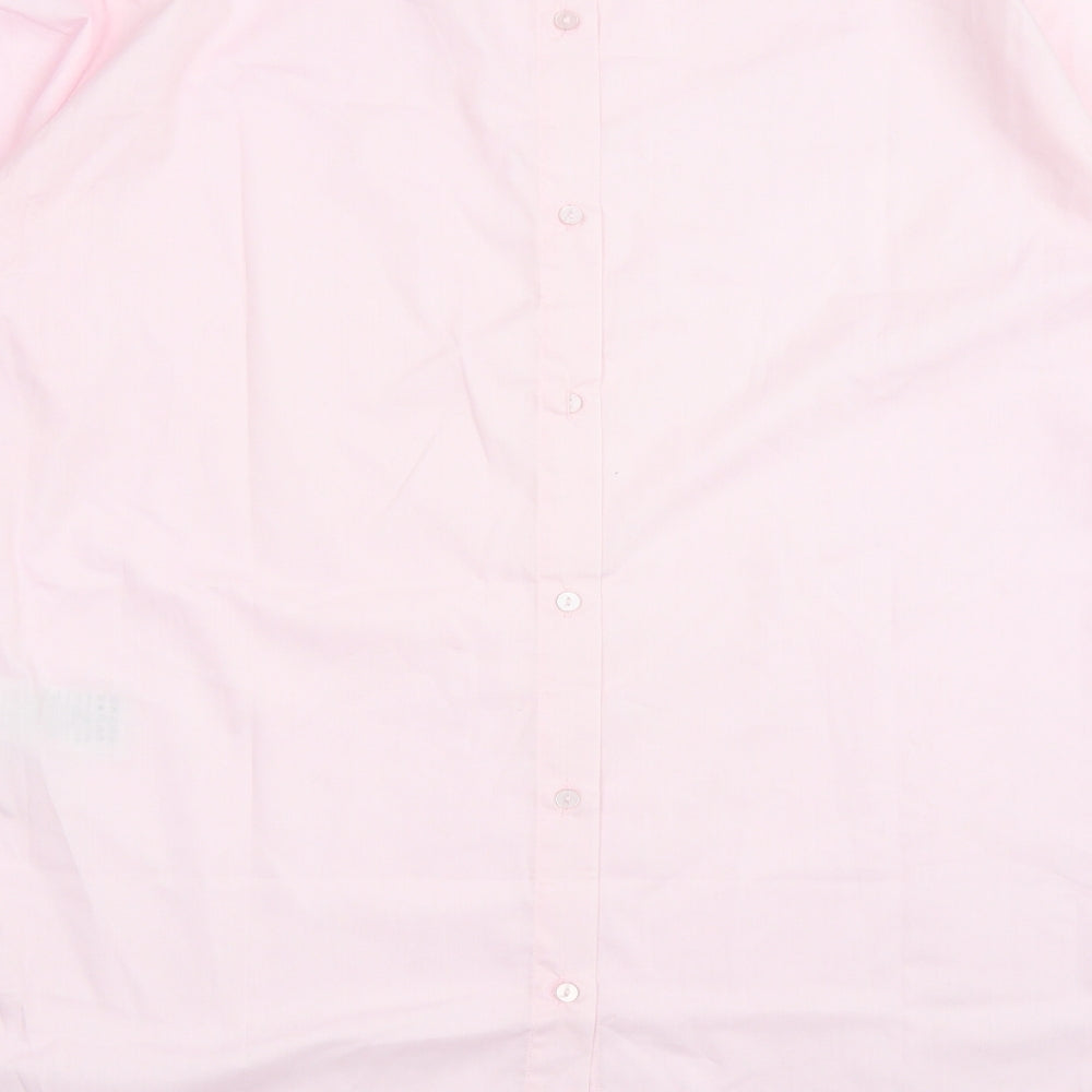ICHI Womens Pink  Polyester Shirt Dress  Size 8  High Neck Button - Lettuce edging on collar