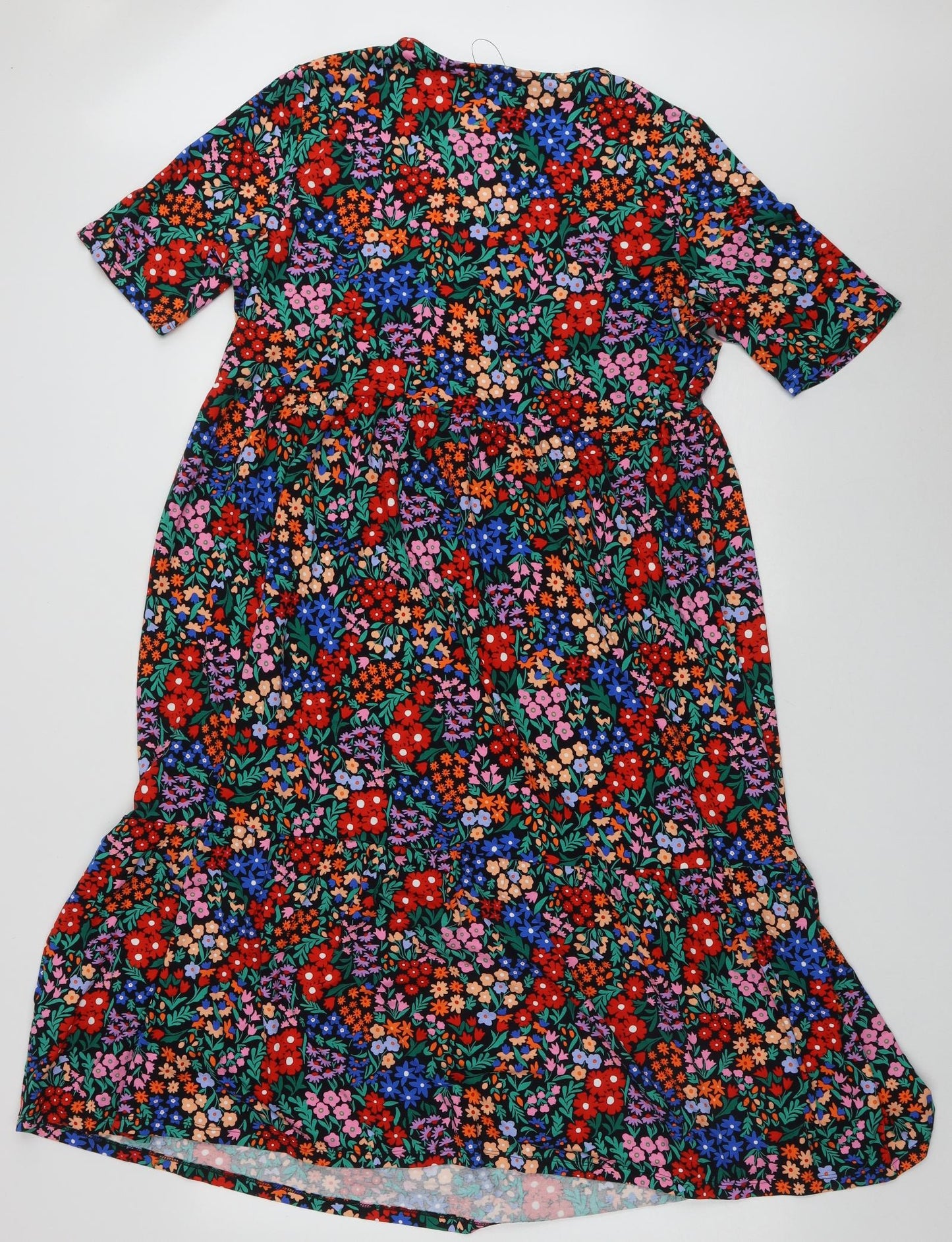 Marks and Spencer Womens Multicoloured Floral Viscose A-Line  Size 16  Crew Neck Pullover