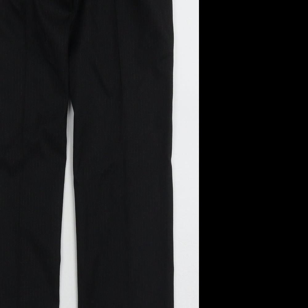 nesxt Mens Black Striped Polyester Trousers  Size 30 L30 in Regular Button
