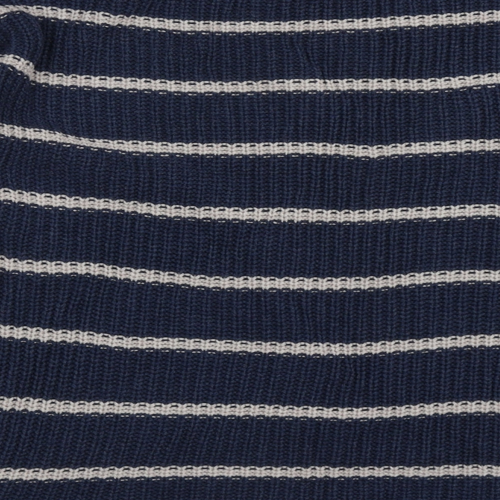 Fat Face Womens Blue Boat Neck Striped Cotton Pullover Jumper Size 8