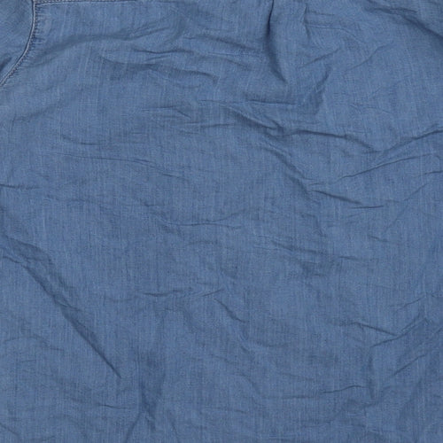 Topshop Womens Blue  Cotton Basic Button-Up Size 8 Collared
