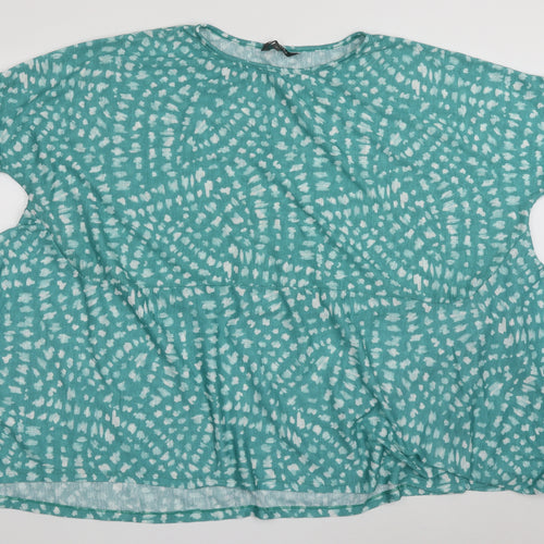 bonmarch Womens Green Animal Print Polyester Basic Blouse Size XL Crew Neck