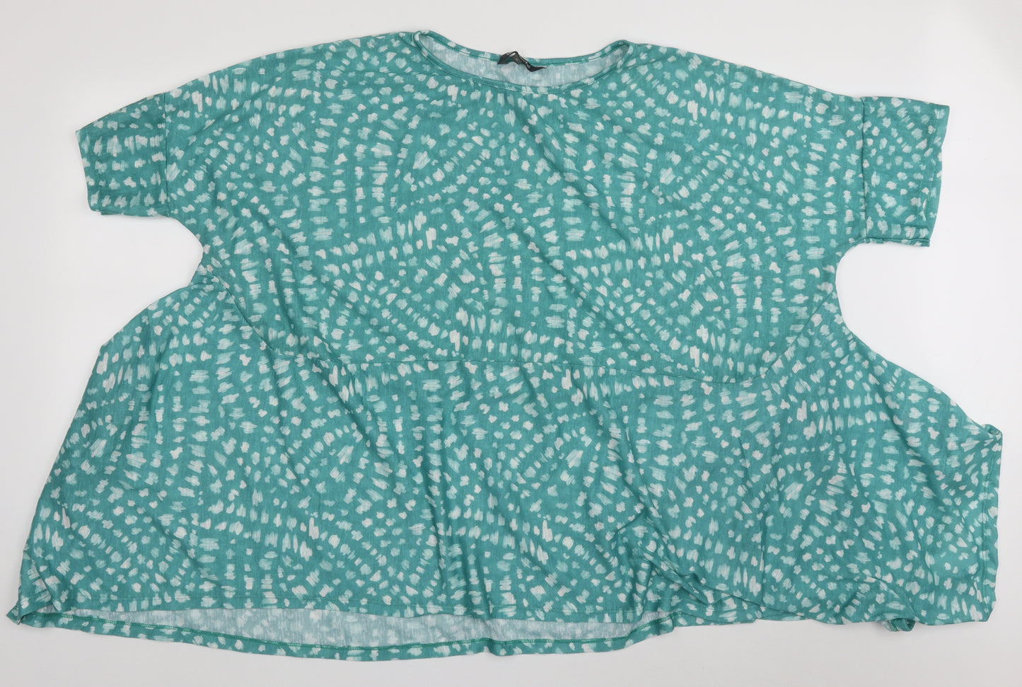 bonmarch Womens Green Animal Print Polyester Basic Blouse Size XL Crew Neck