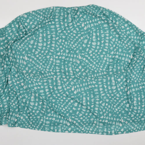 bonmarch Womens Green Animal Print Polyester Basic Blouse Size XL Crew Neck