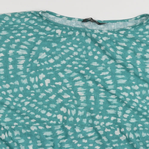 bonmarch Womens Green Animal Print Polyester Basic Blouse Size XL Crew Neck