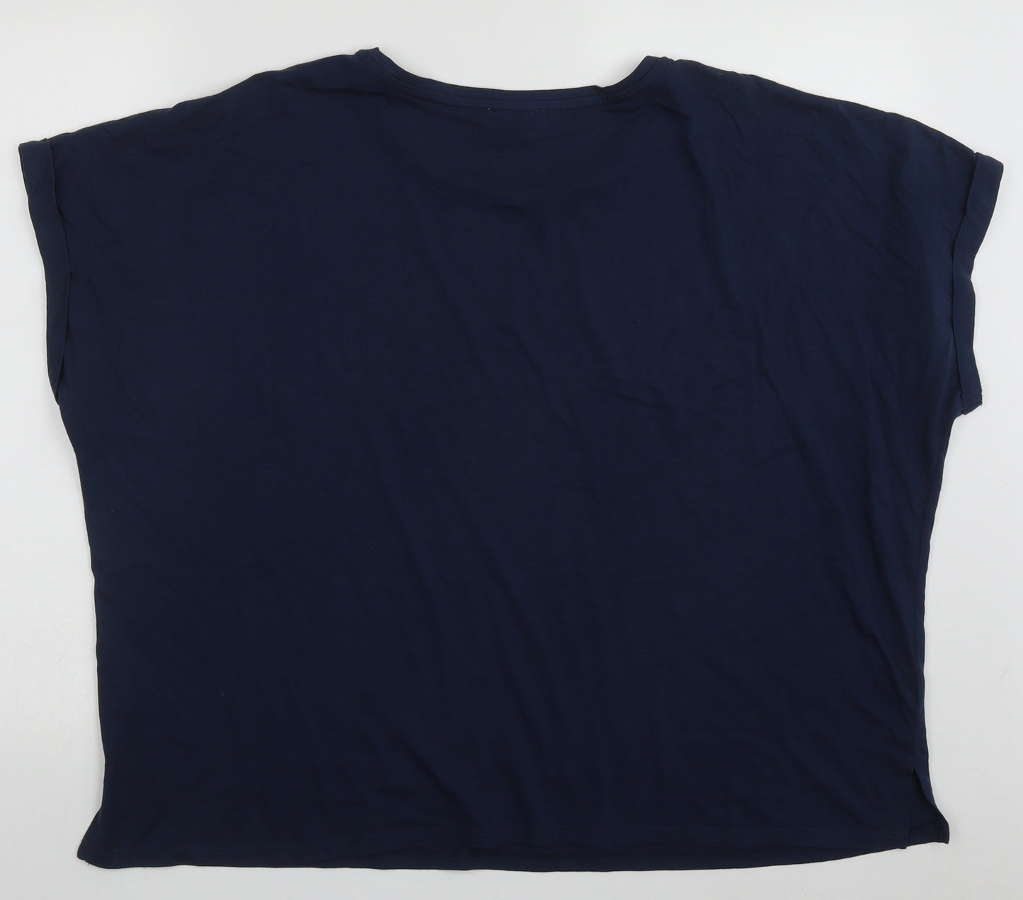 Papaya Womens Blue  Cotton Basic T-Shirt Size XL Crew Neck - Be Kind to Yourself