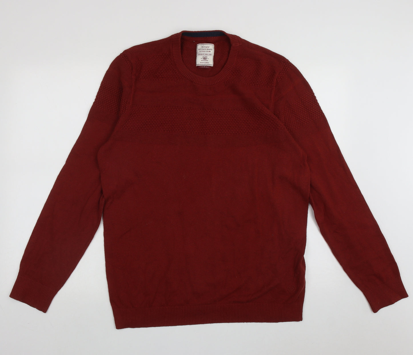 Fat Face Mens Orange Crew Neck  Cotton Pullover Jumper Size L