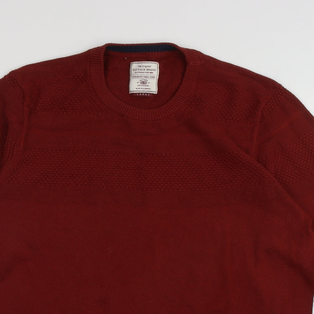 Fat Face Mens Orange Crew Neck  Cotton Pullover Jumper Size L