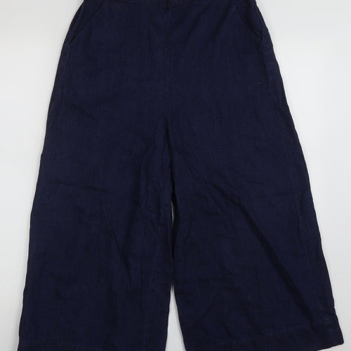Preworn Womens Blue  Cotton Cropped Trousers Size 28 L20 in Regular Buckle