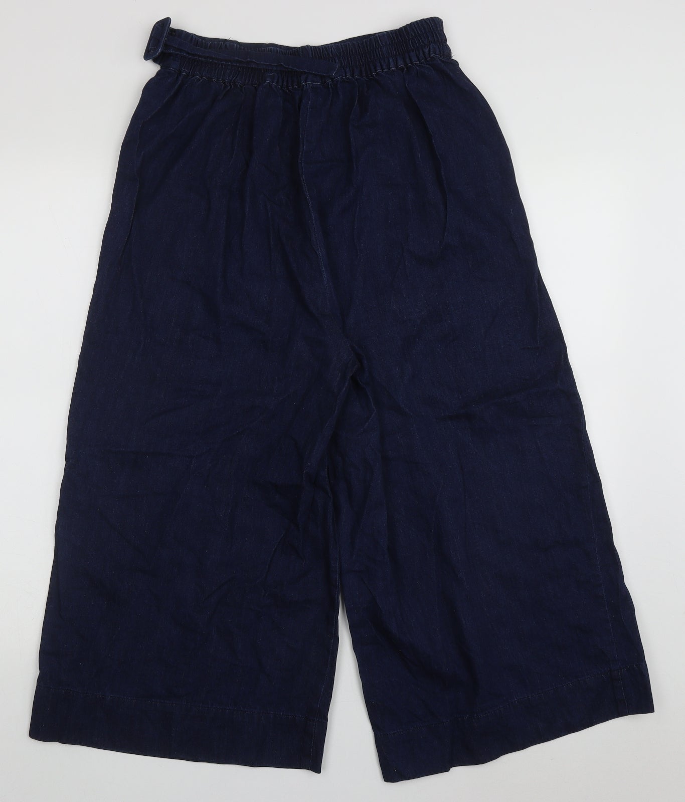 Preworn Womens Blue  Cotton Cropped Trousers Size 28 L20 in Regular Buckle