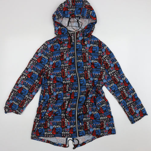 Atmosphere Womens Blue Geometric  Jacket  Size 8  Zip