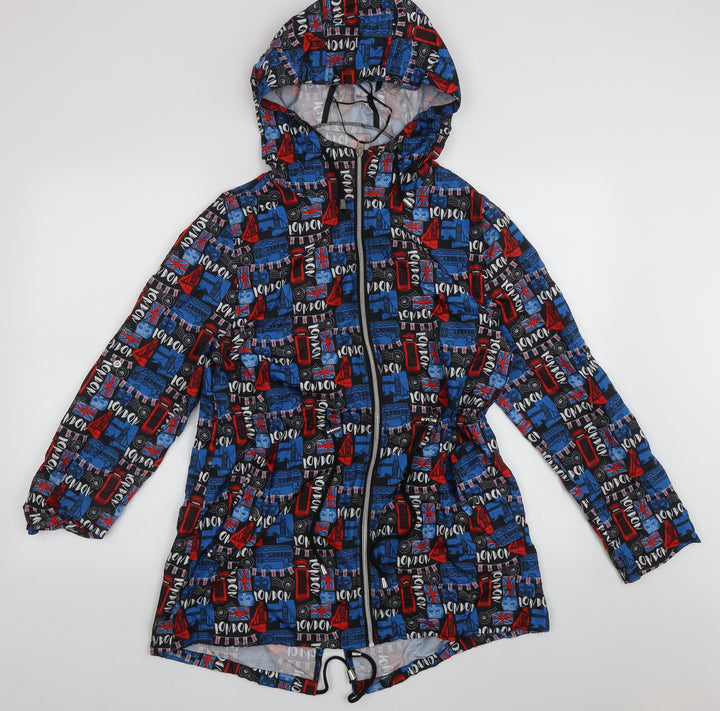Atmosphere Womens Blue Geometric  Jacket  Size 8  Zip