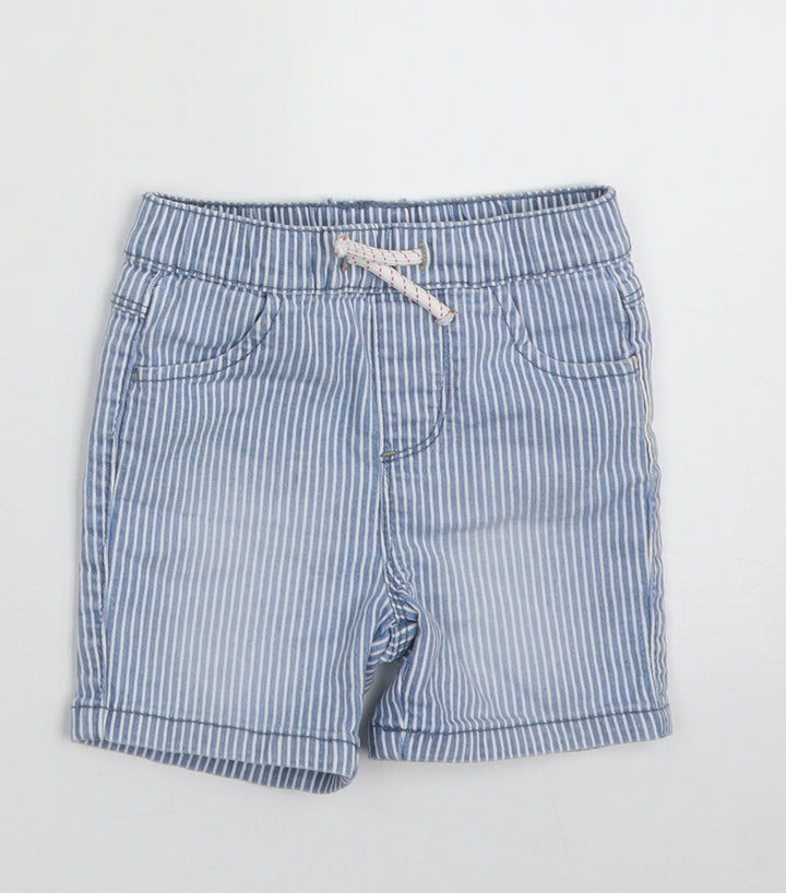 Primark Boys Blue Striped Cotton Shorts Outfit/Set Size 12-18 Months  Tie