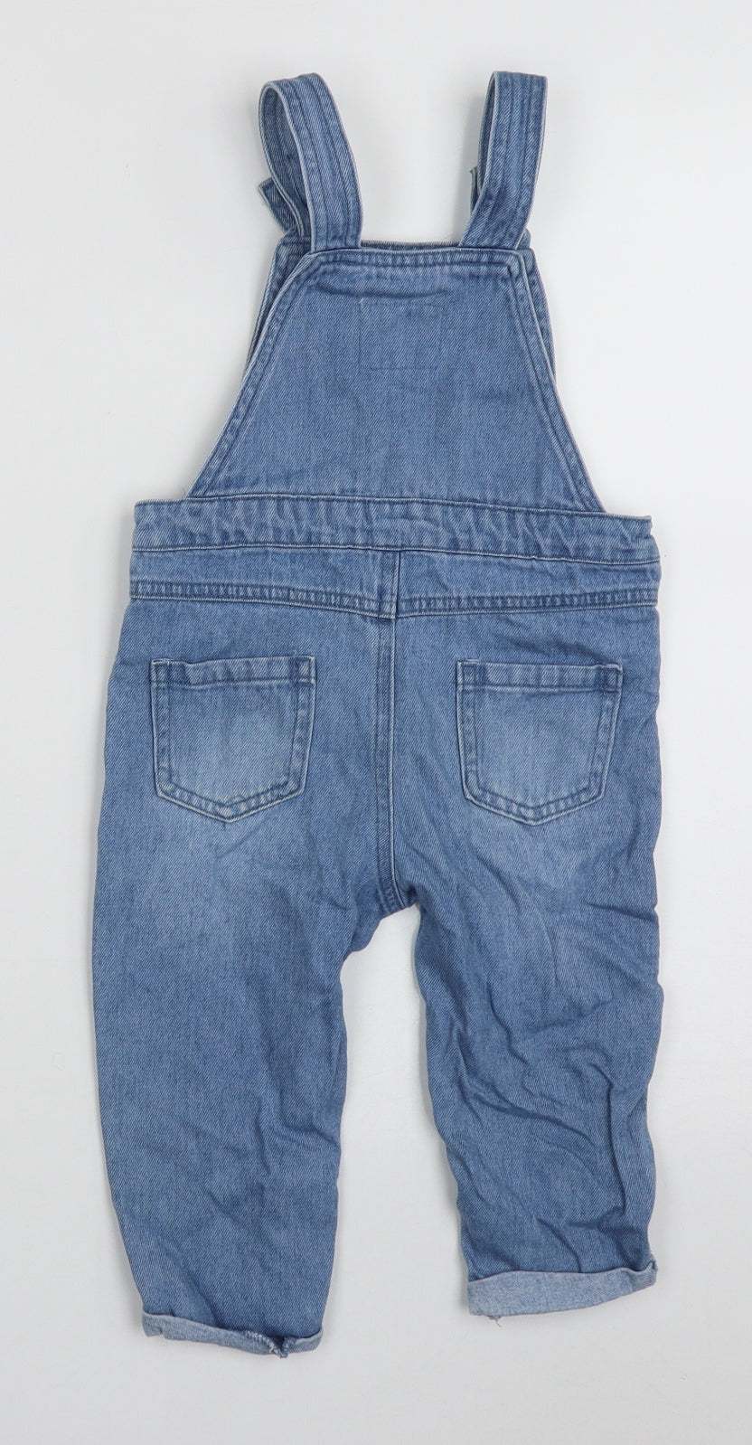 Primark Boys Blue  Cotton Dungaree One-Piece Size 18-24 Months  Button - mickey mouse