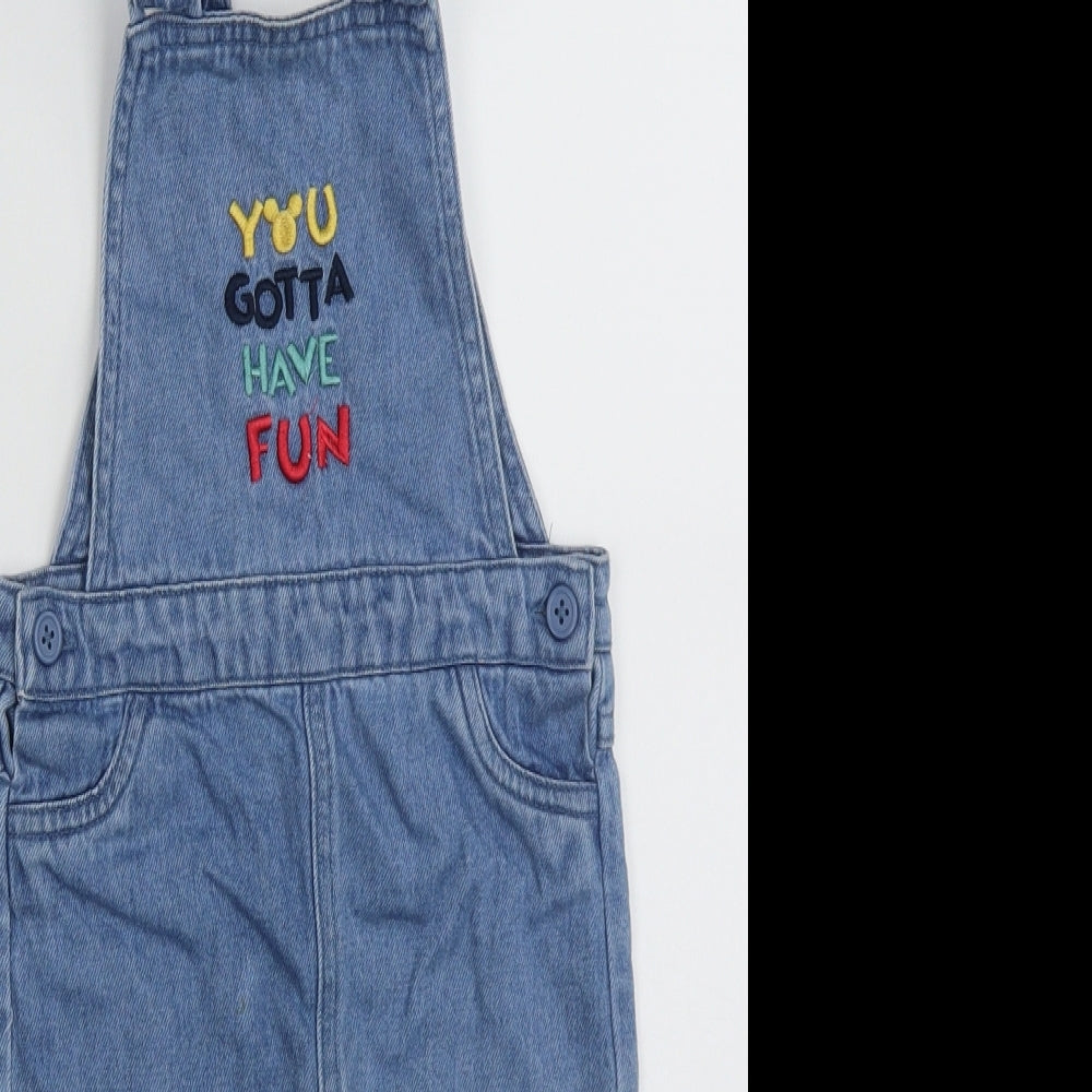 Primark Boys Blue  Cotton Dungaree One-Piece Size 18-24 Months  Button - mickey mouse