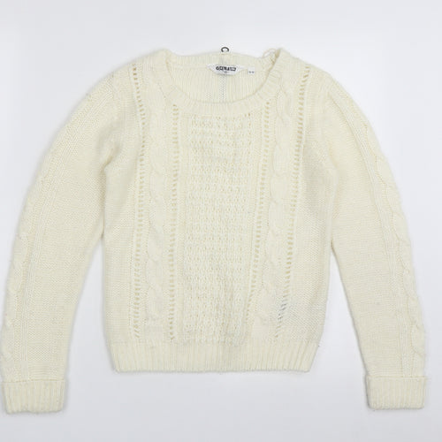 Generation New Look Girls White Crew Neck Geometric Acrylic Pullover Jumper Size 12-13 Years  Zip