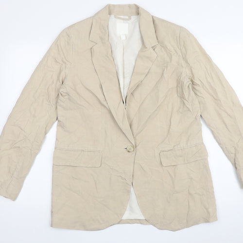 H&M Womens Beige   Jacket Blazer Size 12  Button