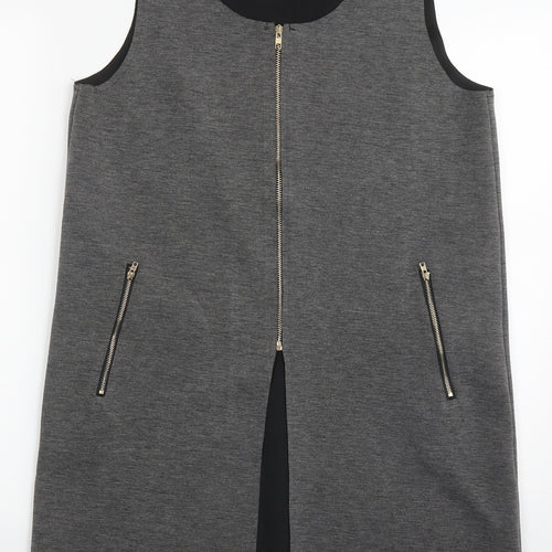 By Swan Womens Grey  Cotton A-Line  Size M  Scoop Neck Zip