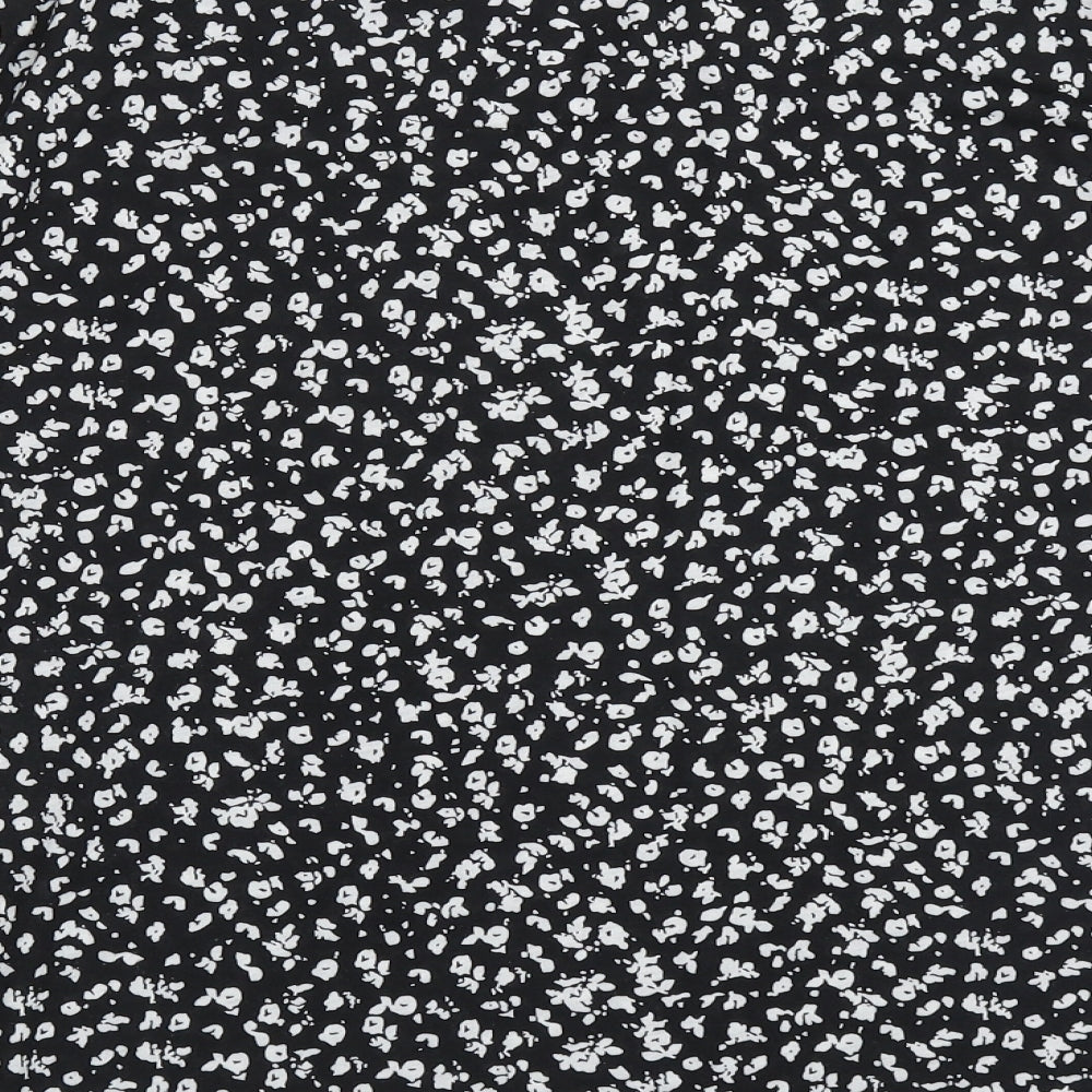 Marks and Spencer Womens Black Floral Polyester Tunic Blouse Size 16 Crew Neck